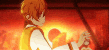 a cartoon character with orange hair and a white shirt