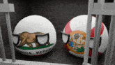 a california republic ball is behind bars with a florida republic ball behind bars