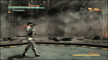 a video game screen shows a samurai with a red sword and the number 100 on the top right