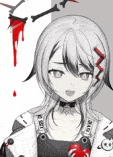 a drawing of a girl with the word death on her shoulder