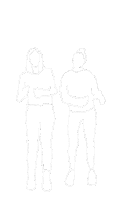 a man and a woman are standing next to each other in a drawing .