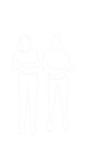 a man and a woman are standing next to each other in a drawing .