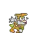 a pixel art drawing of a dog with a green leaf on its head .