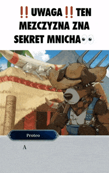 a screenshot of a video game with the name proteo
