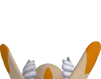 a cartoon rabbit with a blue bow on her neck