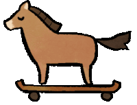 a drawing of a horse on a skateboard with its eyes closed