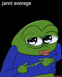 a picture of a frog with the words janni average