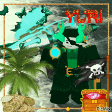 a picture of a pirate with the name yuri on the top