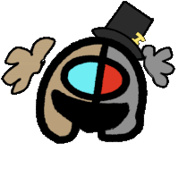 a cartoon drawing of a smiley face with a top hat and a letter h on it