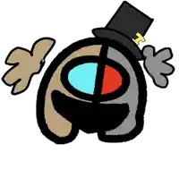 a cartoon drawing of a smiley face with a top hat and a letter h on it
