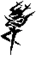 a black and white pixel art of a tree on a white background .