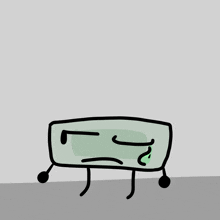 a cartoon character with a sad face and a tear coming out of its eye