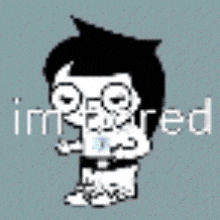 a cartoon character with glasses and the word inspired behind him .