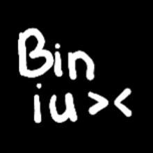a white text on a black background that says bin iu > < .
