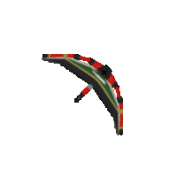 a pixel art drawing of a banana with a red and green stripe on it