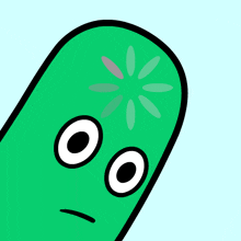 a cartoon drawing of a green object with a star in the middle