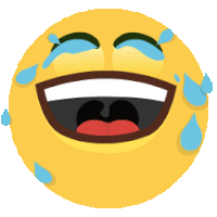 a laughing smiley face with tears coming out of it 's eyes
