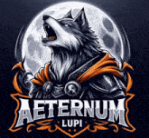 an illustration of a wolf with the words aeternum lupi on the bottom