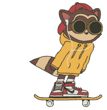 chillhop lofi raccoon chilling skating