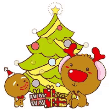 Christmas Tree Reindeer GIF - Christmas Tree Reindeer Cartoon GIFs