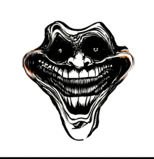 a black and white drawing of a troll face with a huge smile on it .