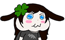 a cartoon girl with a green clover in her hair is making a sad face .