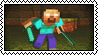 a blurred image of a minecraft character holding a sword and shield .