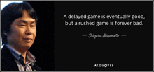 a quote from shigeru miyamoto is displayed on a black background