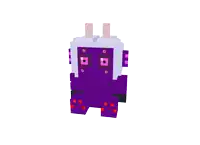 a 3d model of a purple monster with a white head and red eyes