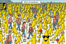 where 's the mad banana is written on a sign