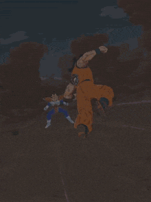 a cartoon character is kicking another cartoon character