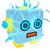 a cartoon cube with a surprised face on it