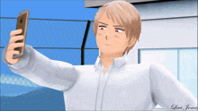 a cartoon character taking a selfie with the name levi jones
