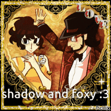 a picture of a man and a woman with the words shadow and foxy 3 below them