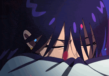 a drawing of a person covering their face with a blanket