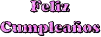 the word feliz cumpleaños is written in pink and black letters