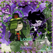 a picture of two cartoon characters with the words love is love