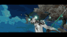 a pixel art of a person holding a sword