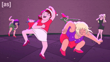 a cartoon of a group of women dancing with the letters [ as ] in the corner