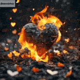 a picture of a burning heart with hearts surrounding it