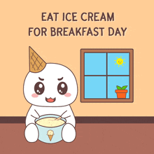 Eat Ice Cream For Breakfast Day Sweet Start GIF - Eat Ice Cream For Breakfast Day Ice Cream For Breakfast Sweet Start GIFs
