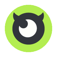 a green circle with a devil 's horn and a crescent moon in it