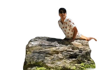 Posing Eric Nam Sticker - Posing Eric Nam Balancing On The Rock Stickers