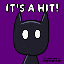 a picture of a black cat with the words it 's a hit