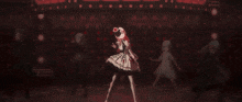 a girl with red eyes is holding a red rose