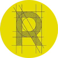 a yellow circle with the letter r inside of it