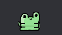 a cartoon frog wearing sunglasses and smiling on a black background