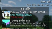 a screenshot of a game called vinh vu craft v1.0 big update
