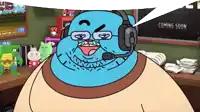 a cartoon character wearing a headset with a coming soon sign behind him