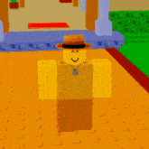 a yellow roblox character wearing a straw hat and a necklace